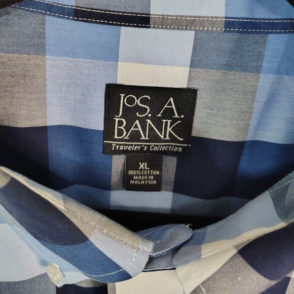 JOS. A. BANK Blue Plaid Cotton XL Men's Long Sleeve Button Down Shirt - Picture 6 of 6